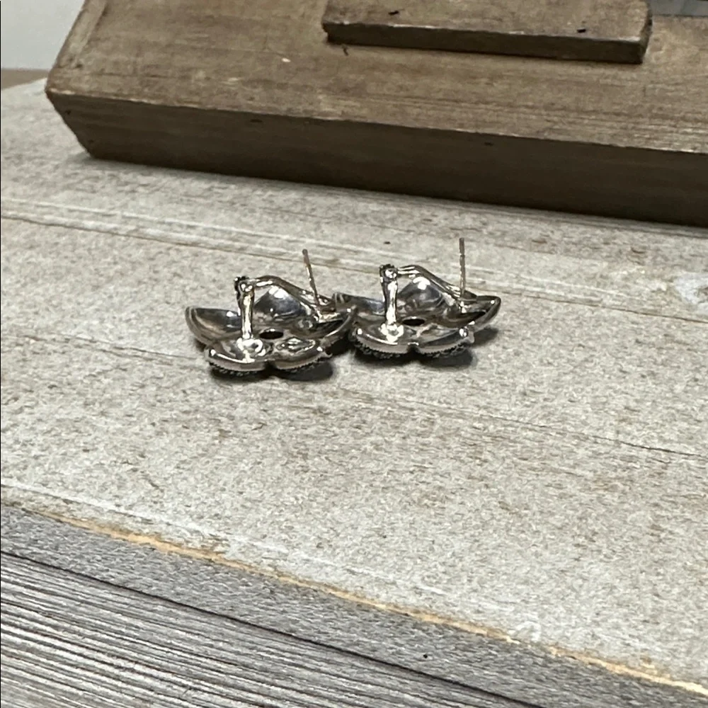 Judith Jack great shape Marcasite pave red garnet crystal rock gemstone earrings - Picture 8 of 10